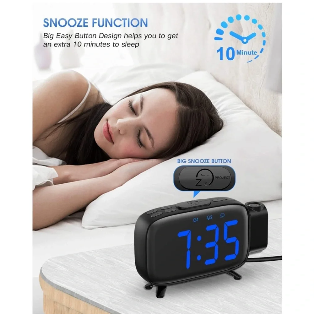 Digital‎ Projection Alarm Clocks for Bedrooms - Large LED Display